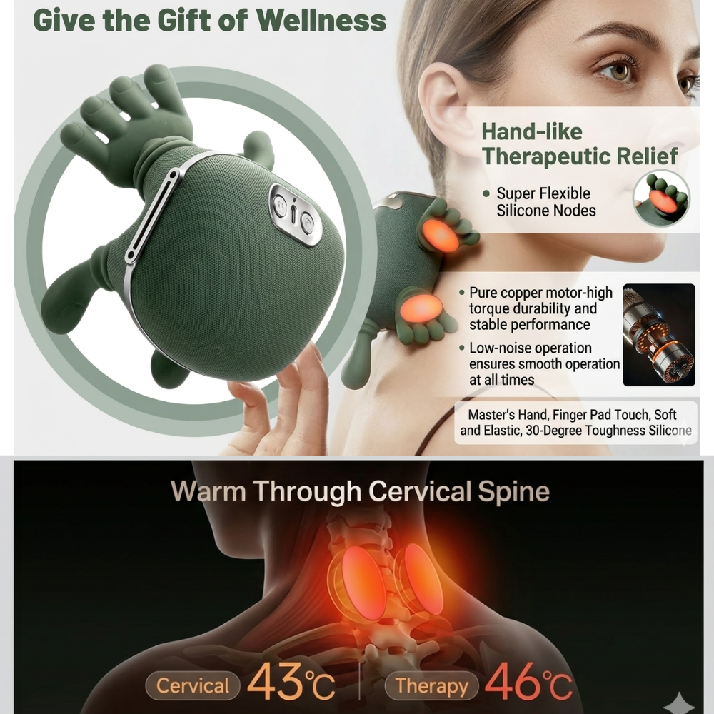 Electric Neck & Shoulder Massager with Heat Shiatsu 4D Kneading Pain Relief